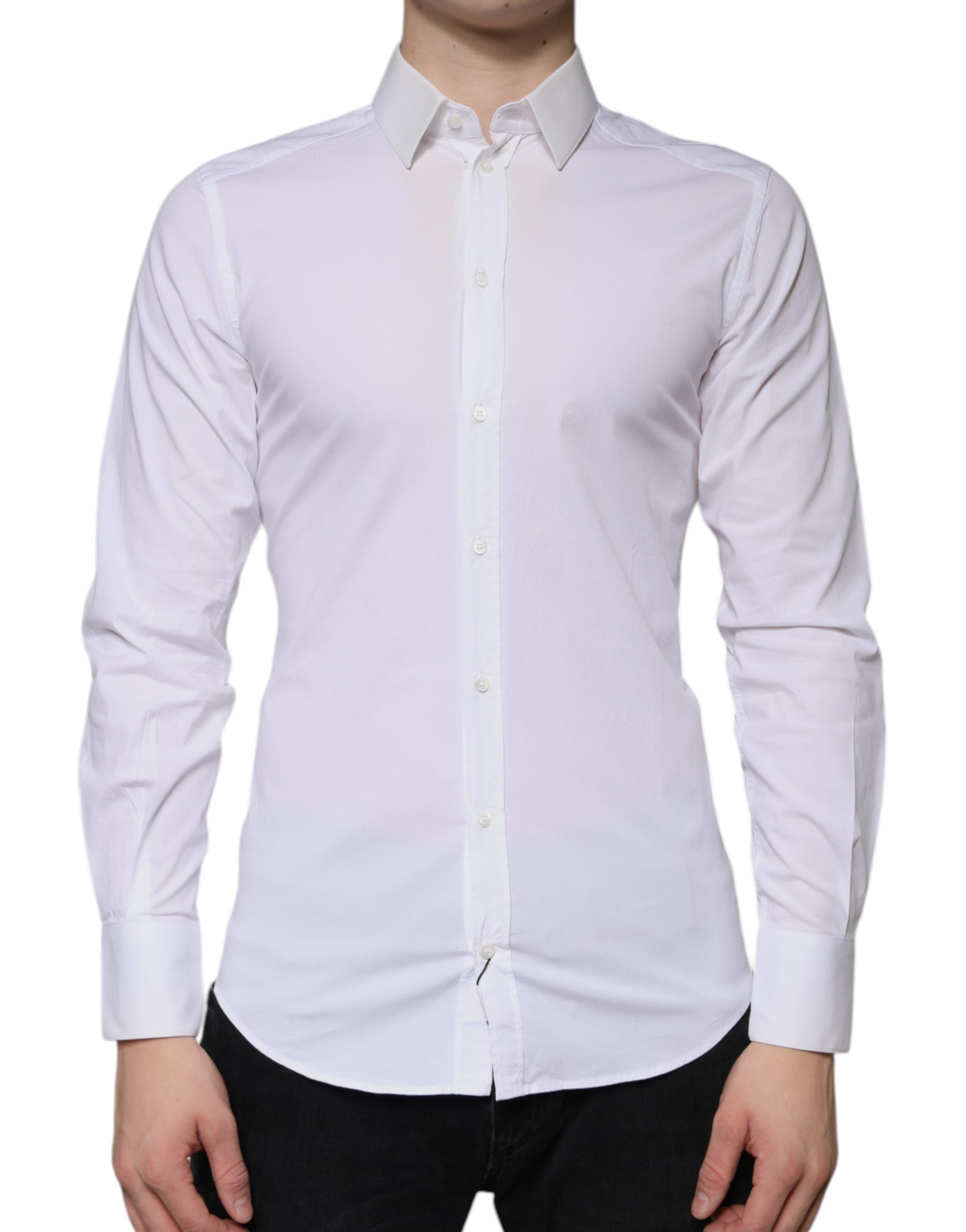 Dolce & Gabbana White formal men's shirt GOLD made of cotton